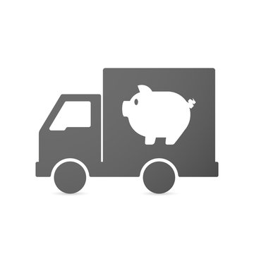 Isolated delivery truck icon with a pig