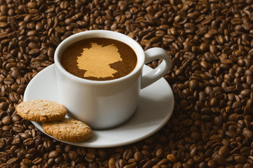 Still life - coffee with map of Germany