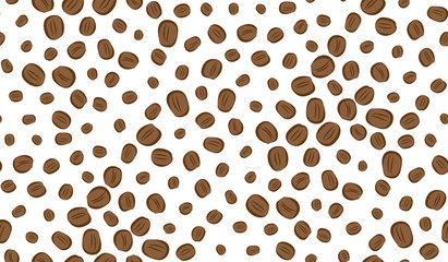 Vector seamless background of coffee beans. The pattern of coffee beans.