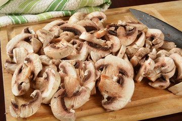Sliced mushrooms