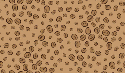 Vector seamless background of coffee beans. The pattern of coffee beans.