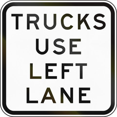 Australian regulatory sign - Trucks use left lane