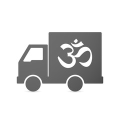 Isolated delivery truck icon with an om sign