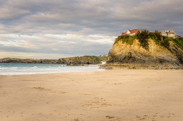 Sunset over a Deserted Beach in Newquay, Cornwall