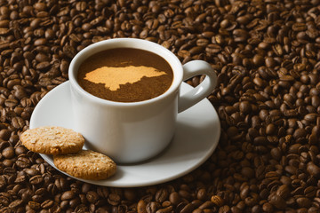Still life - coffee with map of Honduras