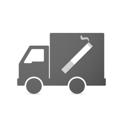 Isolated delivery truck icon with a cigarette