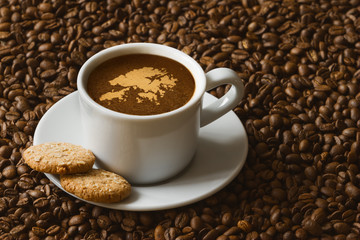 Still life - coffee with map of Hong Kong