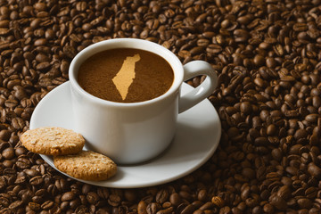 Still life - coffee with map of Israel