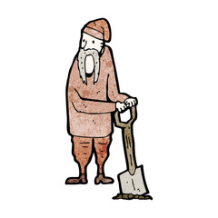 cartoon peasant digging