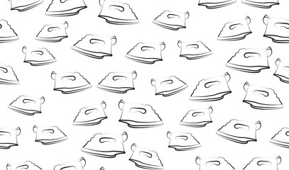 Vector seamless background of iron on a white background. The pattern of household appliances.