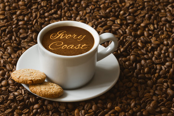 Still life - coffee with text Ivory Coast