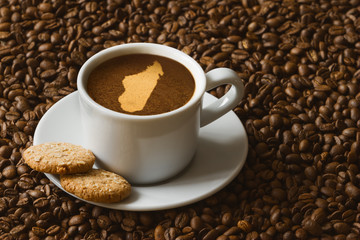 Still life - coffee with map of Madagascar