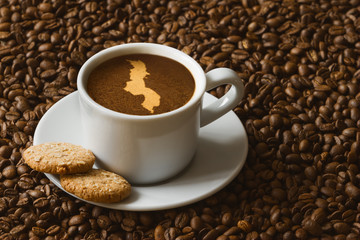 Still life - coffee with map of Malawi
