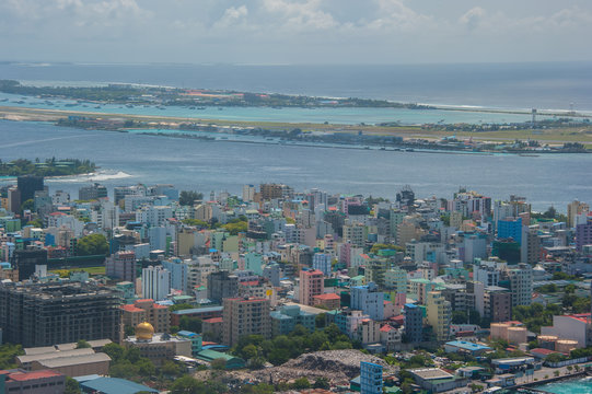 Maldives, Male City. Top View Picture Taken From Seaplane.