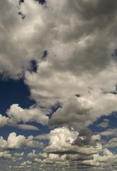 Intense blue sky with white clouds