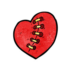 stitched heart cartoon