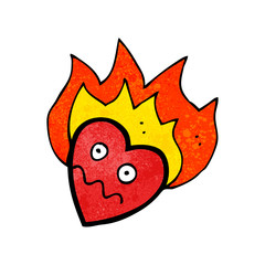 flaming heart cartoon character