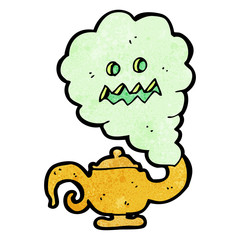 cartoon genie in lamp