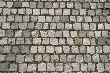 Paved cobblestone street texture