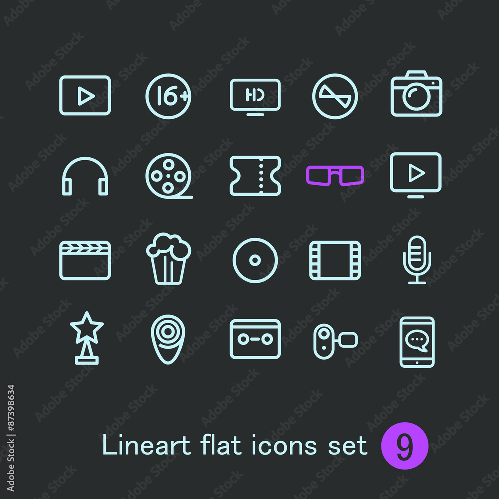 Aufkleber different modern media web application icons collection. vector