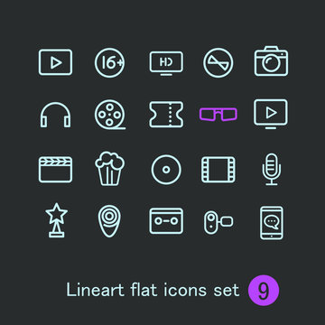 Different modern media web application icons collection. Vector