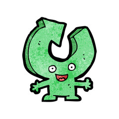 cartoon recycling arrow character