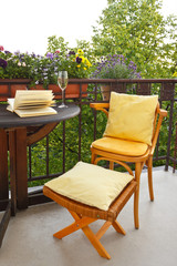 Balcony chair stool wine evening