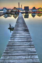 Floating village in Bokod, Hungary