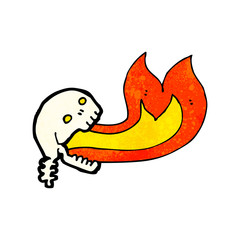 cartoon fire breathing skull