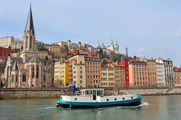 Naklejka premium Lyon, plaisance , Saint-Georges, et Fourvière