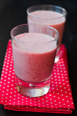 fresh homemade smoothie with strawberry and banana