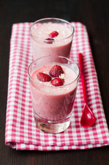 fresh homemade smoothie with strawberry and banana