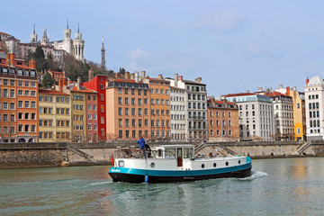 Naklejka premium Lyon, plaisance, Saône, Fourvière