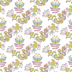 Beautiful seamless pattern with flowers on a white background