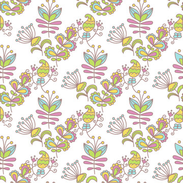 Beautiful seamless pattern with flowers on a white background