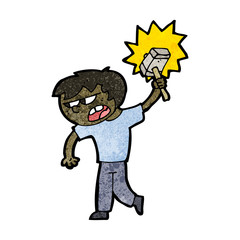 cartoon boy with hammer