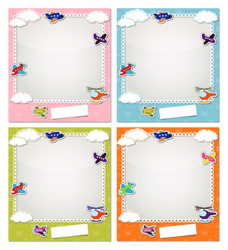 Children photo frames with the aircraft and clouds