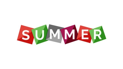 Word concept on color geometric shapes - summer