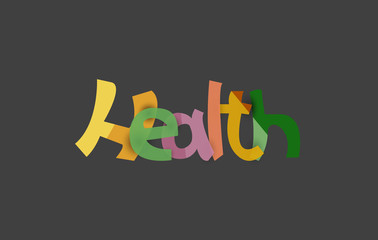 Health word, drawn lettering typographic element