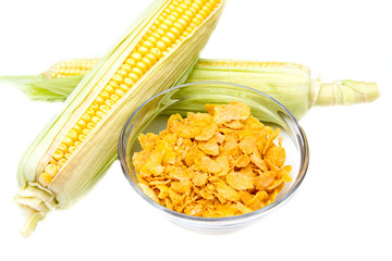 Cereal bowl of corn on a white background © spafra