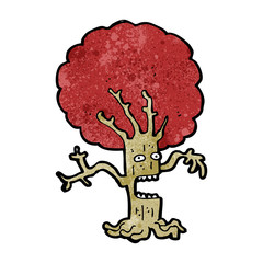 cartoon frightened tree