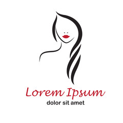 Beautiful woman's face on white background. Beauty logo template. fashion model vector illustration. Card for hair and beauty salon. Girl face Logo