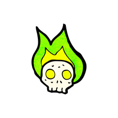 flaming spooky skull cartoon