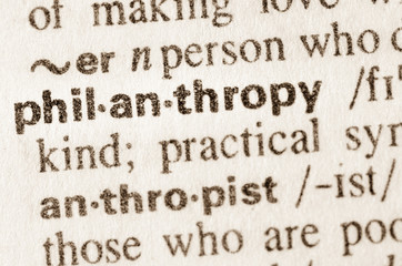 Dictionary definition of word philantropy - obrazy, fototapety, plakaty