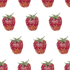 Seamless pattern with watercolor strawberry