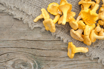 chantarelles over oak board