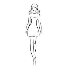 Fashion model sketch. Silhouette of beautiful woman vector illustration.
