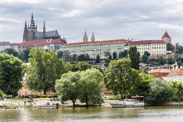 Castle, Cathedral St. Vitus from Vltava River. Prague, Czech Rep