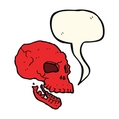 cartoon spooky skull with speech bubble