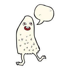 cartoon funny slime monster with speech bubble